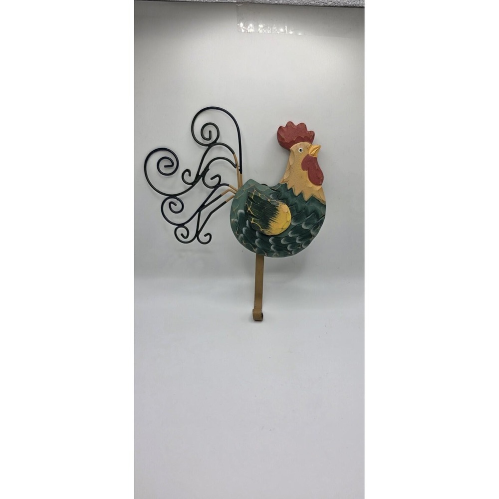 Set of 3 Wooden Rooster Hangers Farmhouse Folk Art Decor Farmcore Cottagecore